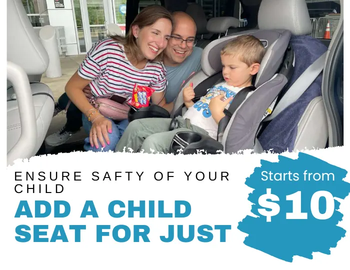 Child seat facility in boston airport cab